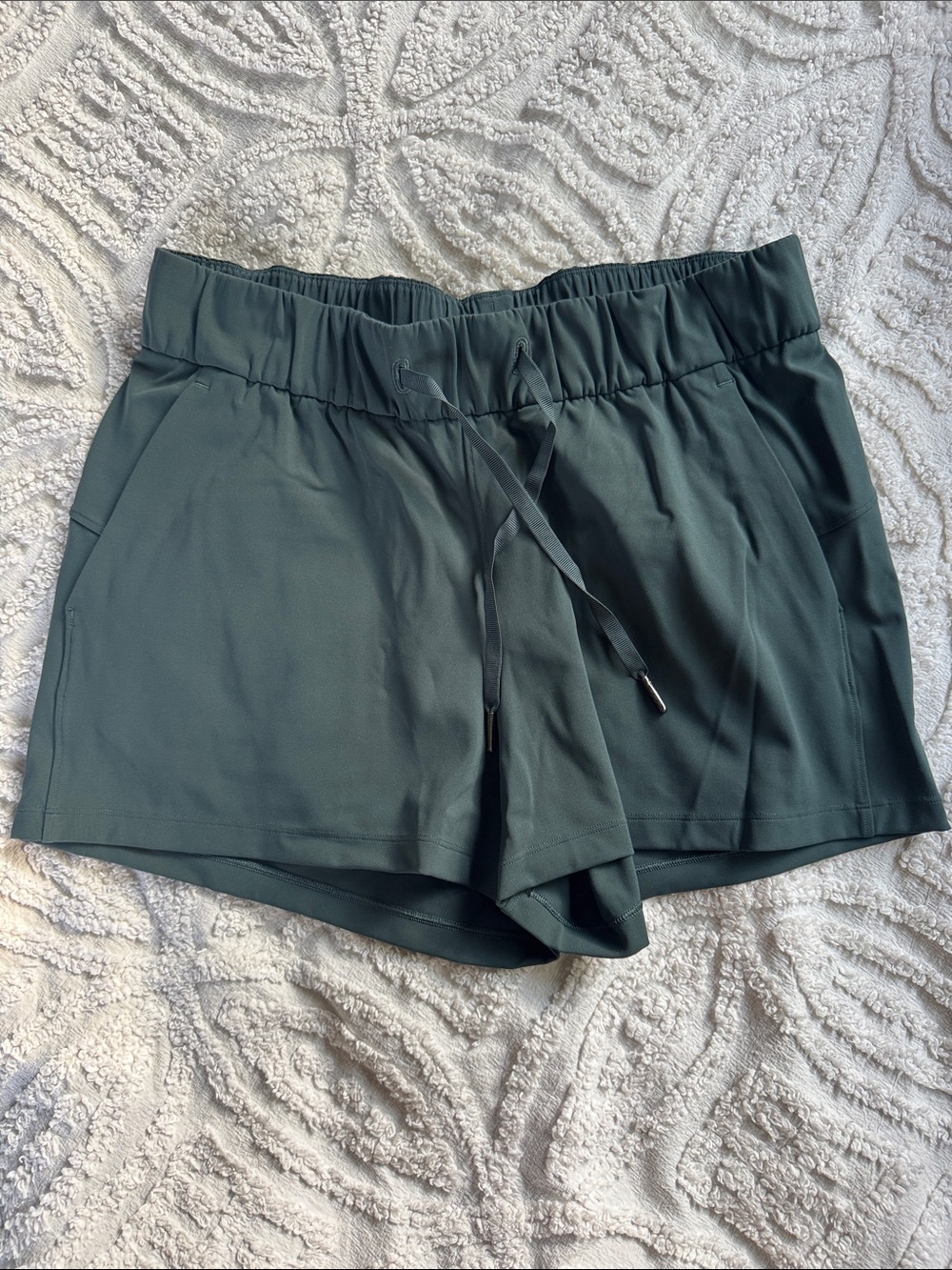 lululemon athletica Drawstring Athletic Shorts On the Fly Deep Teal Green